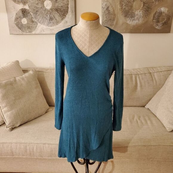 Good Luck Gem Side Wrap Solid Knit Dress sz Small - Picture 2 of 11